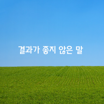 결과가 좋지 않은 말은 하지 마라