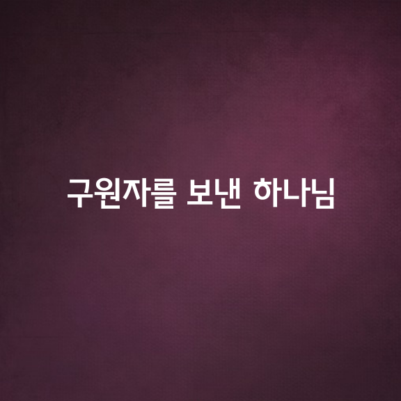 구원자를 두번이나 보낸 하나님