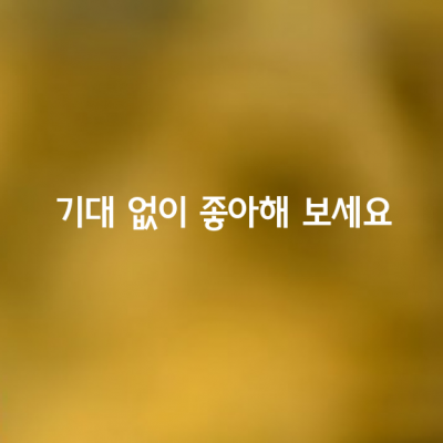 기대 없이 누군가를 좋아해 보세요