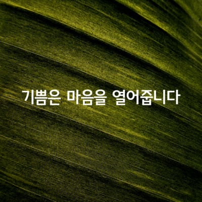 기쁨은 우리의 마음을 열어줍니다