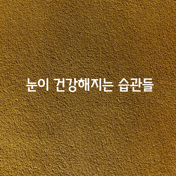 눈이 건강해지는 10가지 습관