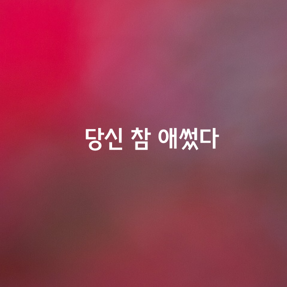 당신 참 애썼다