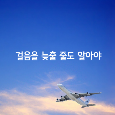 때로는 걸음을 늦출 줄도 알아야 한다