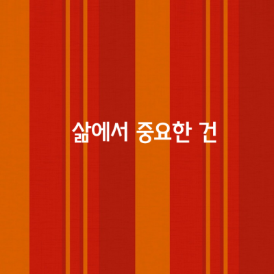 삶에서 중요한 건