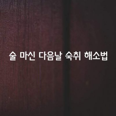 술을 마신 다음날 숙취 해소 방법