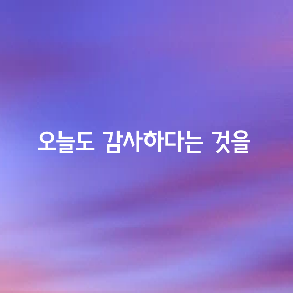 오늘도 감사하다는 것을