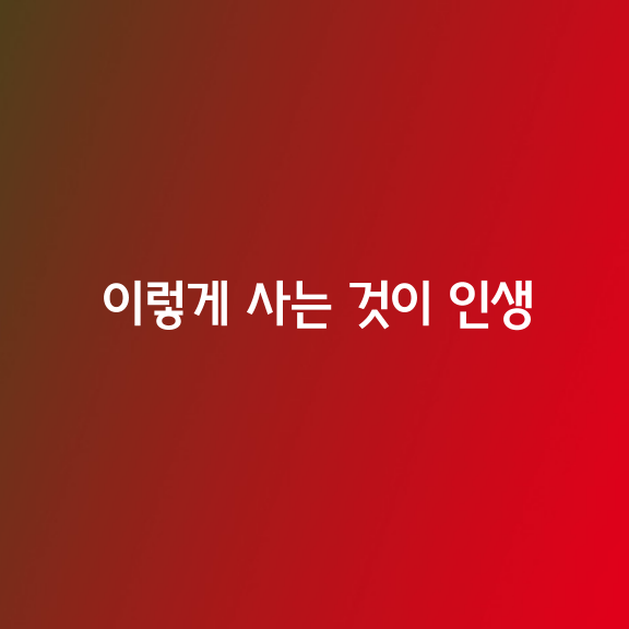 이렇게 사는 것이 인생