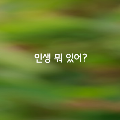 인생 뭐 있어?