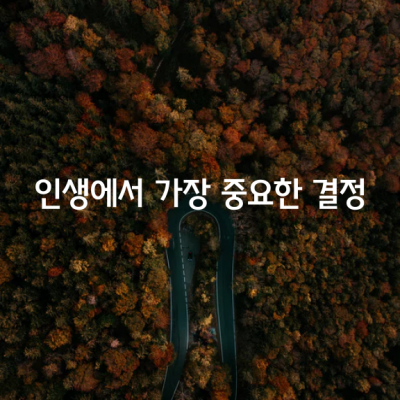 인생에서 가장 중요한 결정