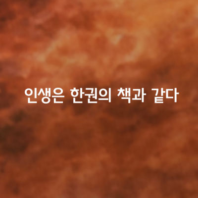 인생은 한권의 책과 같다.