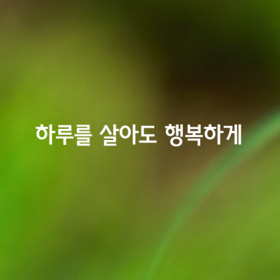 하루를 살아도 행복하게