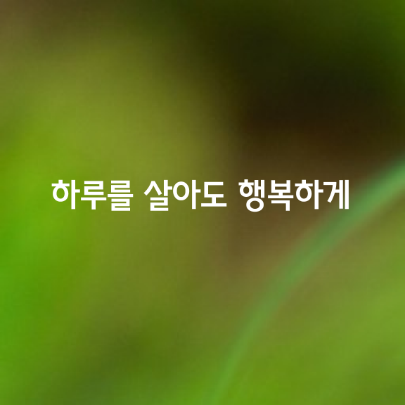 하루를 살아도 행복하게