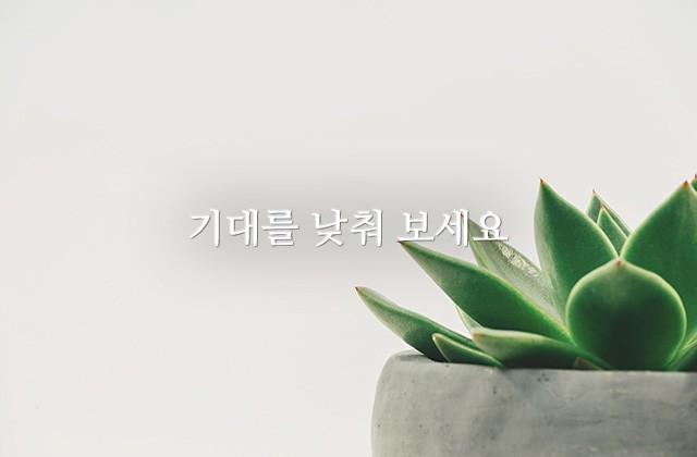 기대를 낮춰 보세요