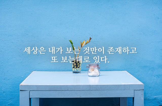 세상은 내가 보는 것만이 존재하고 또 보는대로 있다.