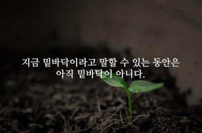 지금 밑바닥이라고 말할 수 있는 동안은 아직 밑바닥이 아니다.