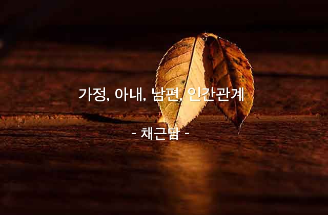 가정, 아내, 남편, 인간관계 – 채근담