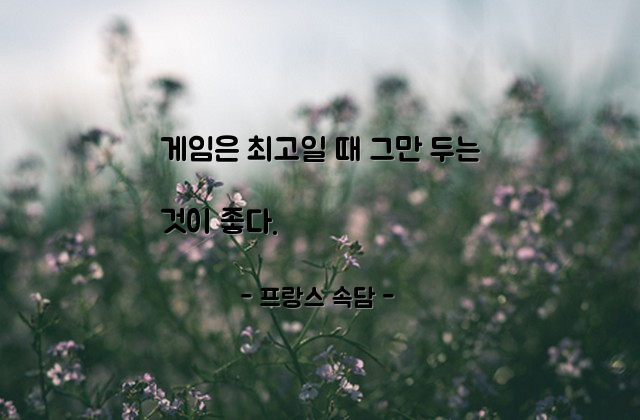 게임, 승부 – 프랑스 속담