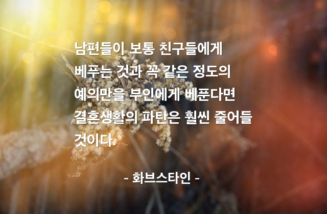 결혼생활, 남편 – 화브스타인