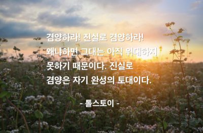 겸양, 겸손, 자기완성 – 톨스토이