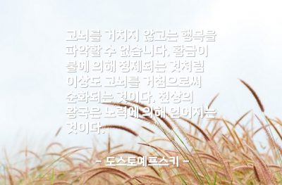 고뇌, 행복, 노력 – 도스토예프스키