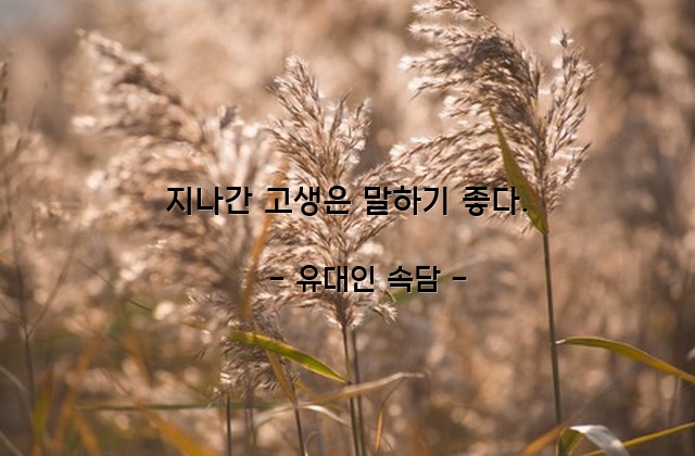 고생(troubles), 말(words) – 유대인 속담