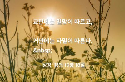 교만, 거만  – 성경, 잠언 16장 18절