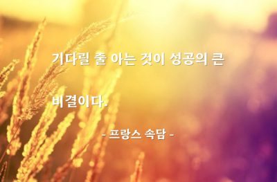 기다림, 성공 – 프랑스 속담