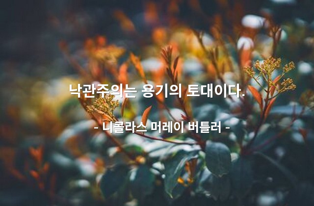 낙관주의, 용기 – 니콜라스 머레이 버틀러