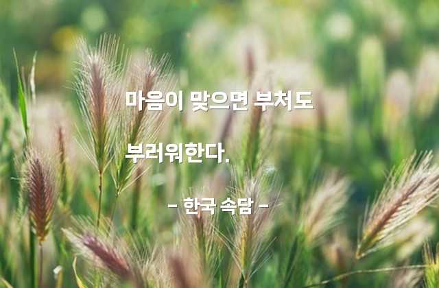 마음, 화합 – 한국 속담