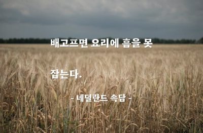 배고픔, 요리, 절박함 – 네덜란드 속담