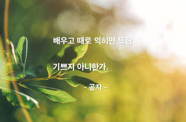 배움, 공부, 기쁨 – 공자