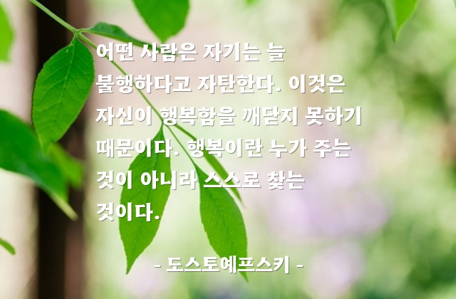 불행, 행복, 자기자신 – 도스토예프스키