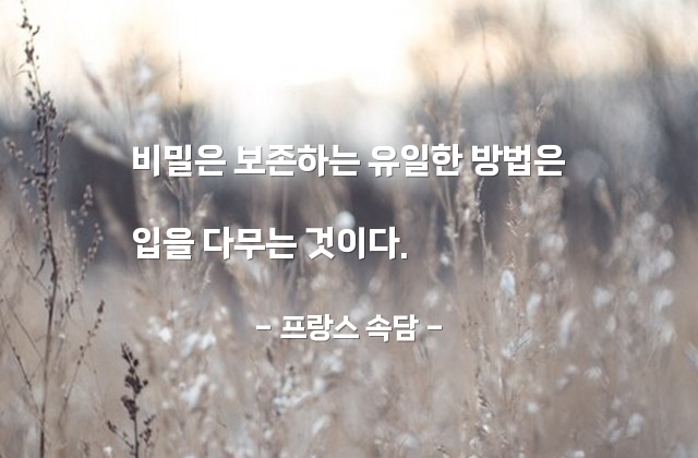 비밀, 침묵 – 프랑스 속담