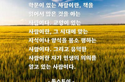 사람, 학문, 교양인, 덕(virtue) – 톨스토이