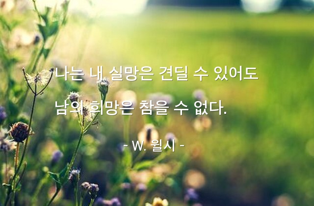 시기심, 실망, 자기자신, 타인 – W. 윌시