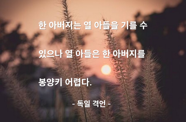 아버지, 아들, 효도, 봉양 – 독일 격언