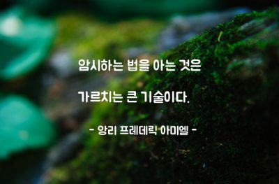 암시, 가르침, 교육 – 앙리 프레데릭 아미엘