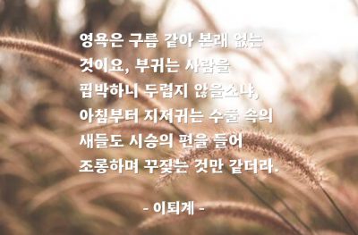 영욕, 부귀 – 이퇴계