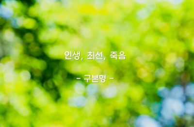 인생, 최선, 죽음 – 구본형