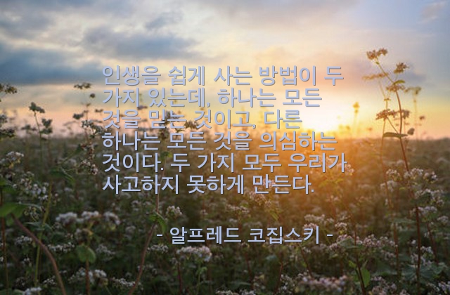 인생살이, 믿음, 의심, 생각 – 알프레드 코집스키