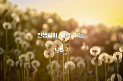 인생살이, 실력, 재능 – 노자