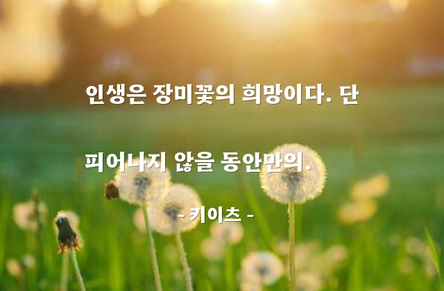 인생살이, 희망, 장미 – 키이츠