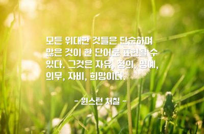 자유, 정의, 명예, 의무, 자비, 희망 – 윈스턴 처칠