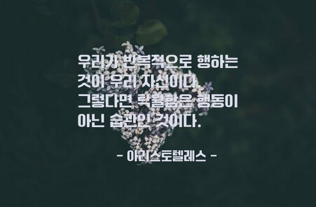 탁월함, 반복, 습관 – 아리스토텔레스