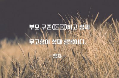 행복, 부모, 형제 – 맹자