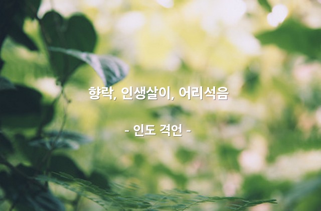 향락, 인생살이, 어리석음 – 인도 격언