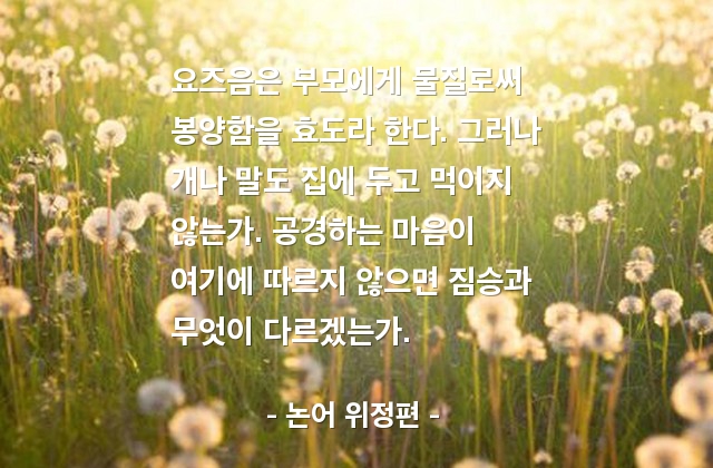 효도, 부모, 봉양 – 논어 위정편