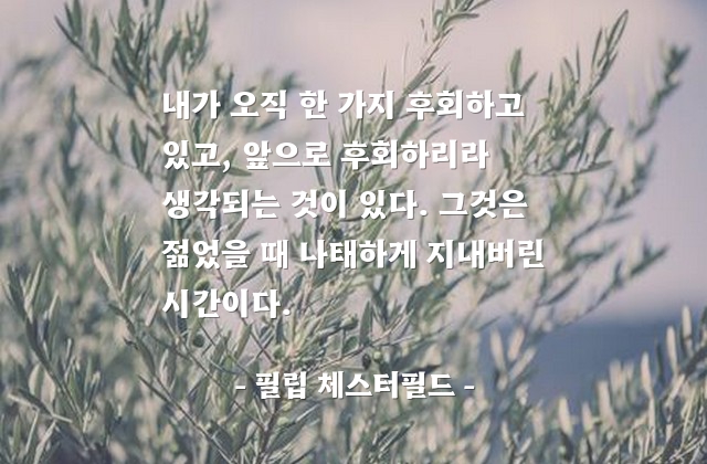 후회, 젊음, 시간 – 필립 체스터필드